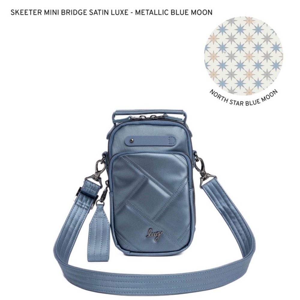Lug SKEETER MINI SE Satin Luxe Vegan Leather Metallic Blue Moon Crossbody Bag